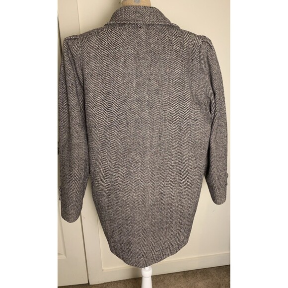 Vtg Spencer Douglas Women Wool Coat Dbl Breasted M/L Brown Herringbone Peacoat - Picture 5 of 13